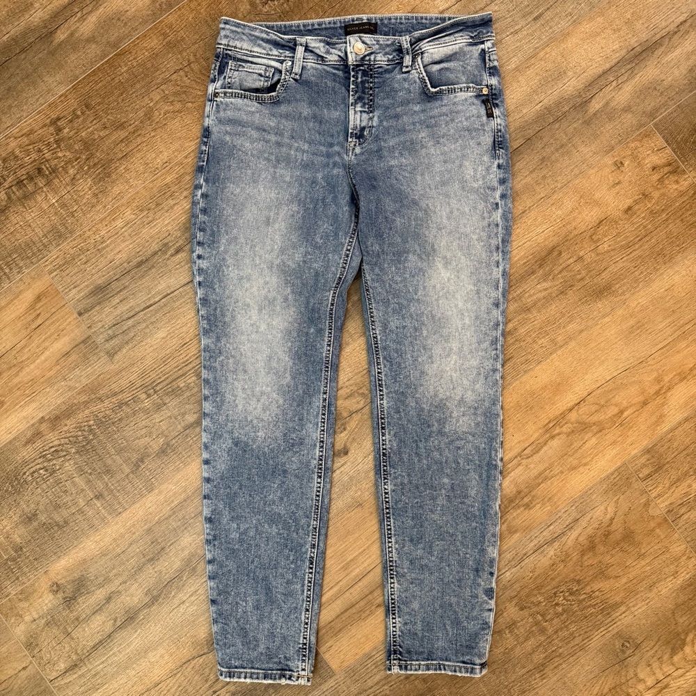 Silver Jeans Boyfriend Women 31 Light Blue Denim Jean Vintage Acid Wash Inspired